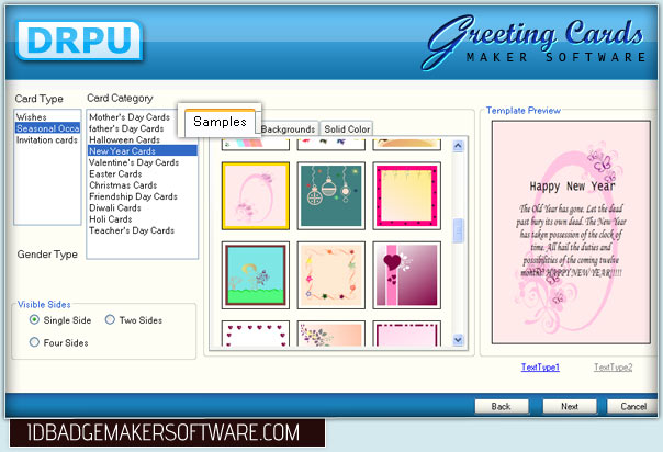 Screenshots of greeting card maker software to design Christmas New ...