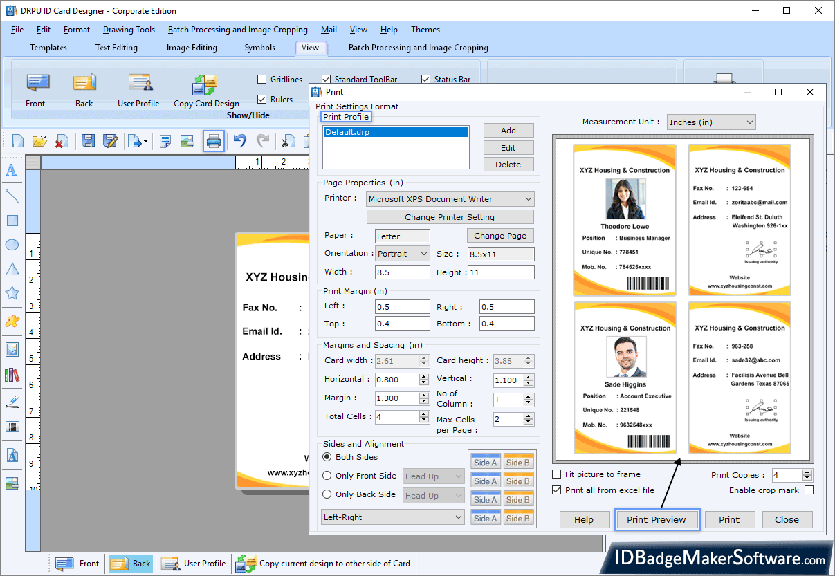 Screenshots of ID Cards Maker (Corporate Edition) to know how to design multiple ID Cards