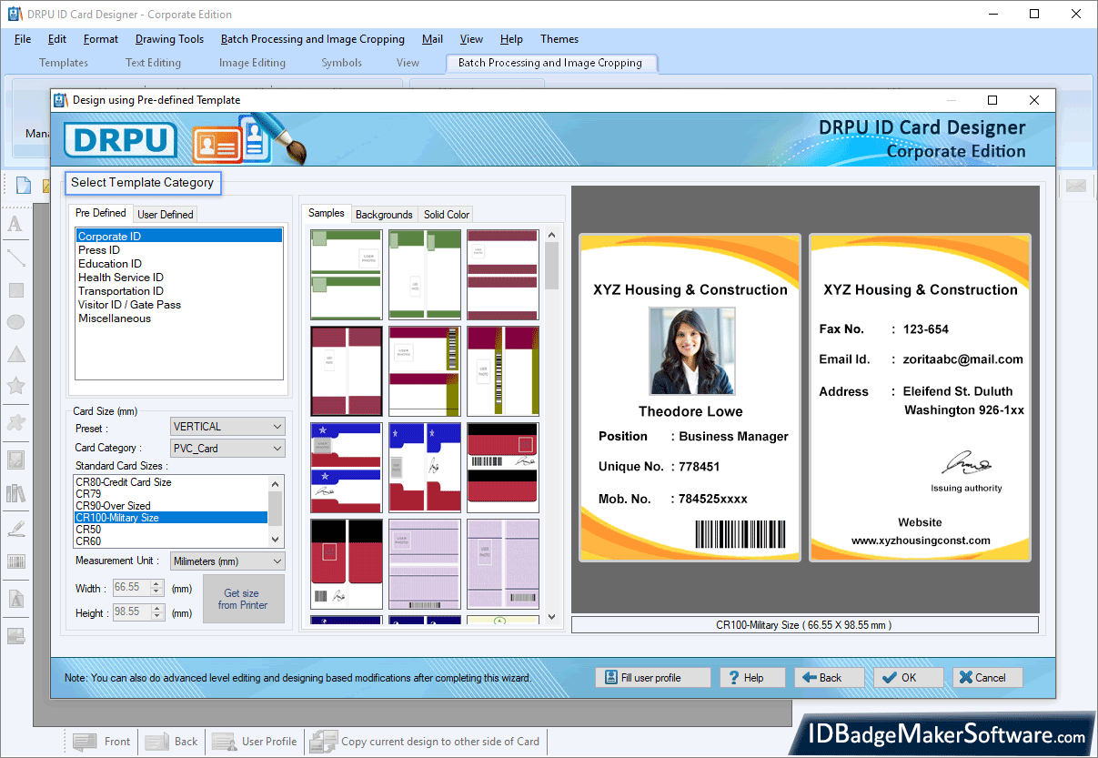 Screenshots of ID Cards Maker (Corporate Edition) to know how to design multiple ID Cards