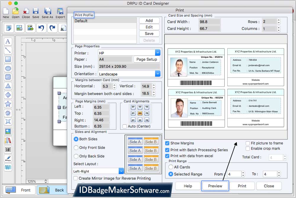 Print your designed ID card