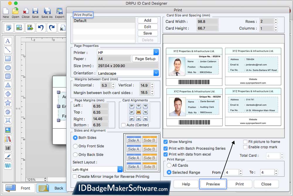 Print your designed ID card Print your designed ID card