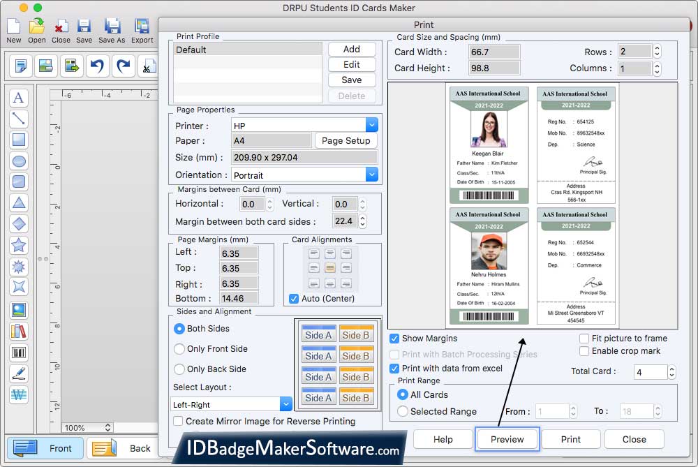 Print your designed ID card